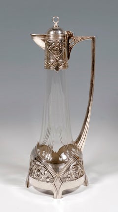 Art Nouveau Glass Decanter with Silver Plated Mount, WMF, Germany, 1903-1910