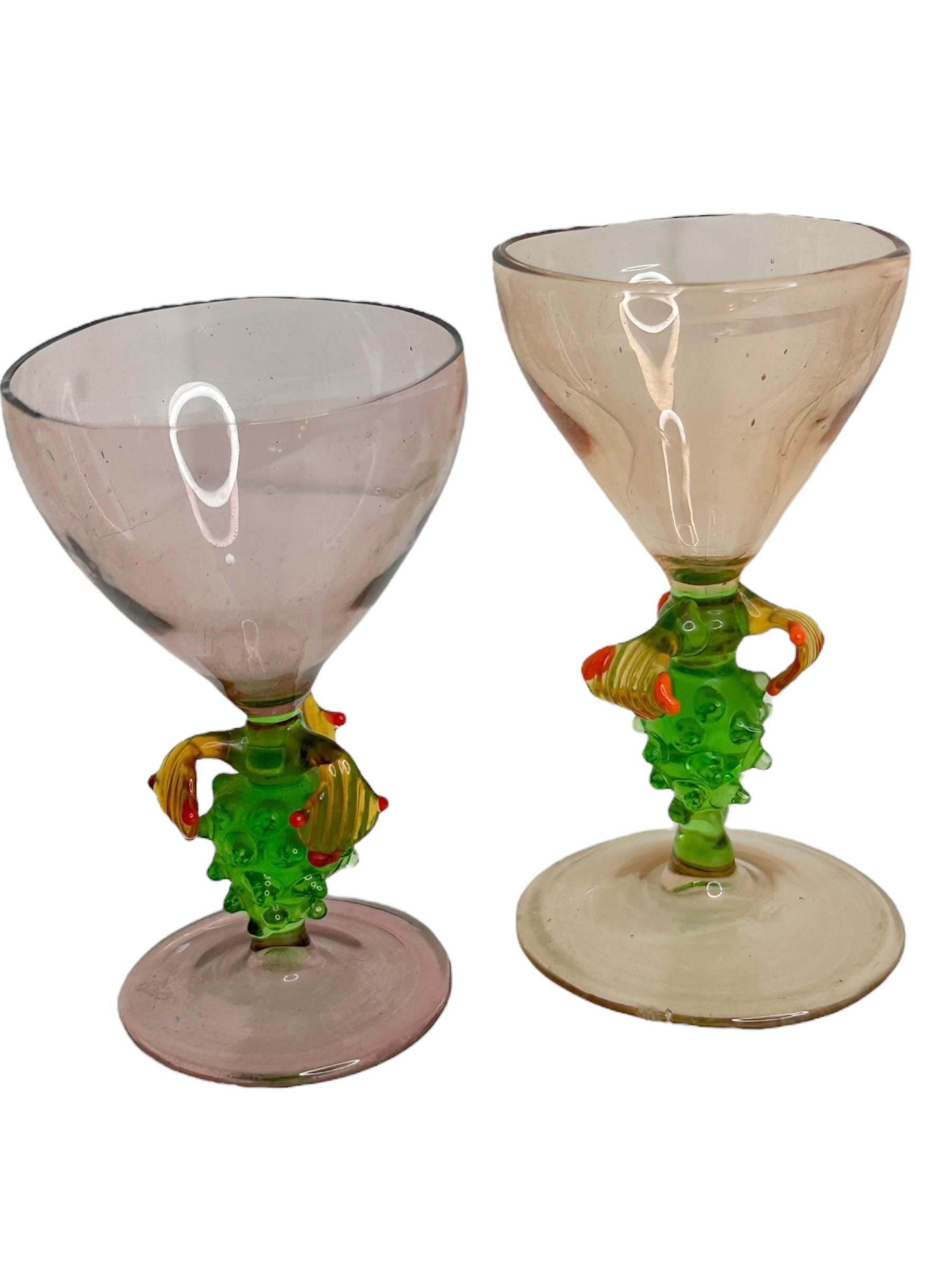 Juego de 6 copas y decantador de uvas de cristal Art Nouveau de Bimini, Vintage Austria en venta 1