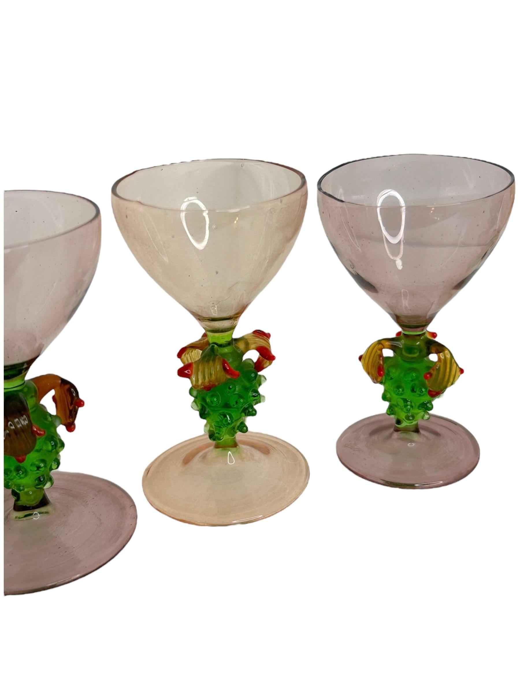 Juego de 6 copas y decantador de uvas de cristal Art Nouveau de Bimini, Vintage Austria en venta 2