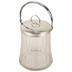 Art Nouveau Glass Jar with Silvered Lid by Berndorf, Austria, circa 1920