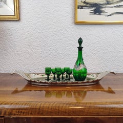 Art Nouveau Glass Liquor Service by Holmegaard: Decanter & Goblets