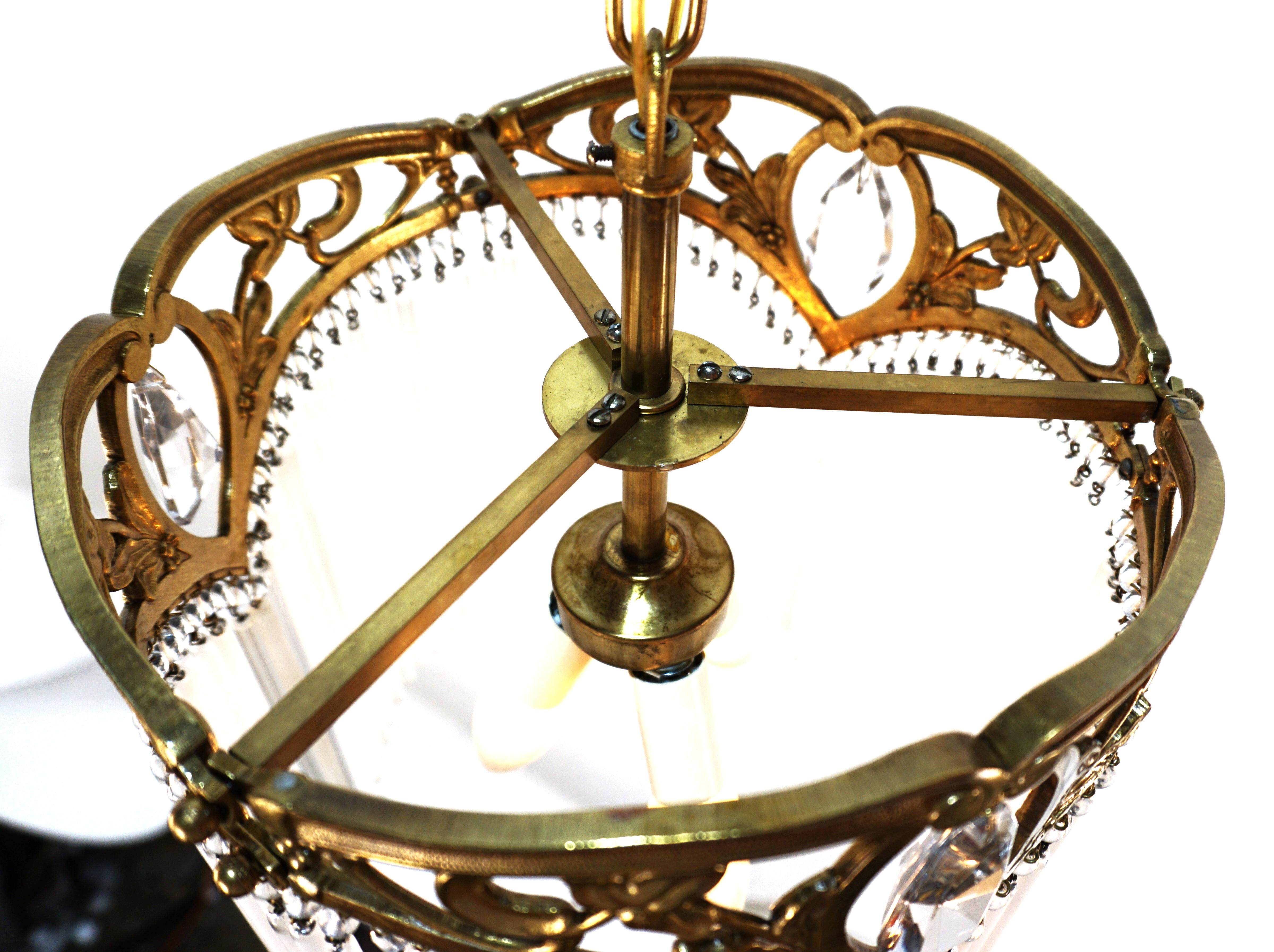 Mid-20th Century Art Nouveau Glass Rods Chandelier After Hector Guimard