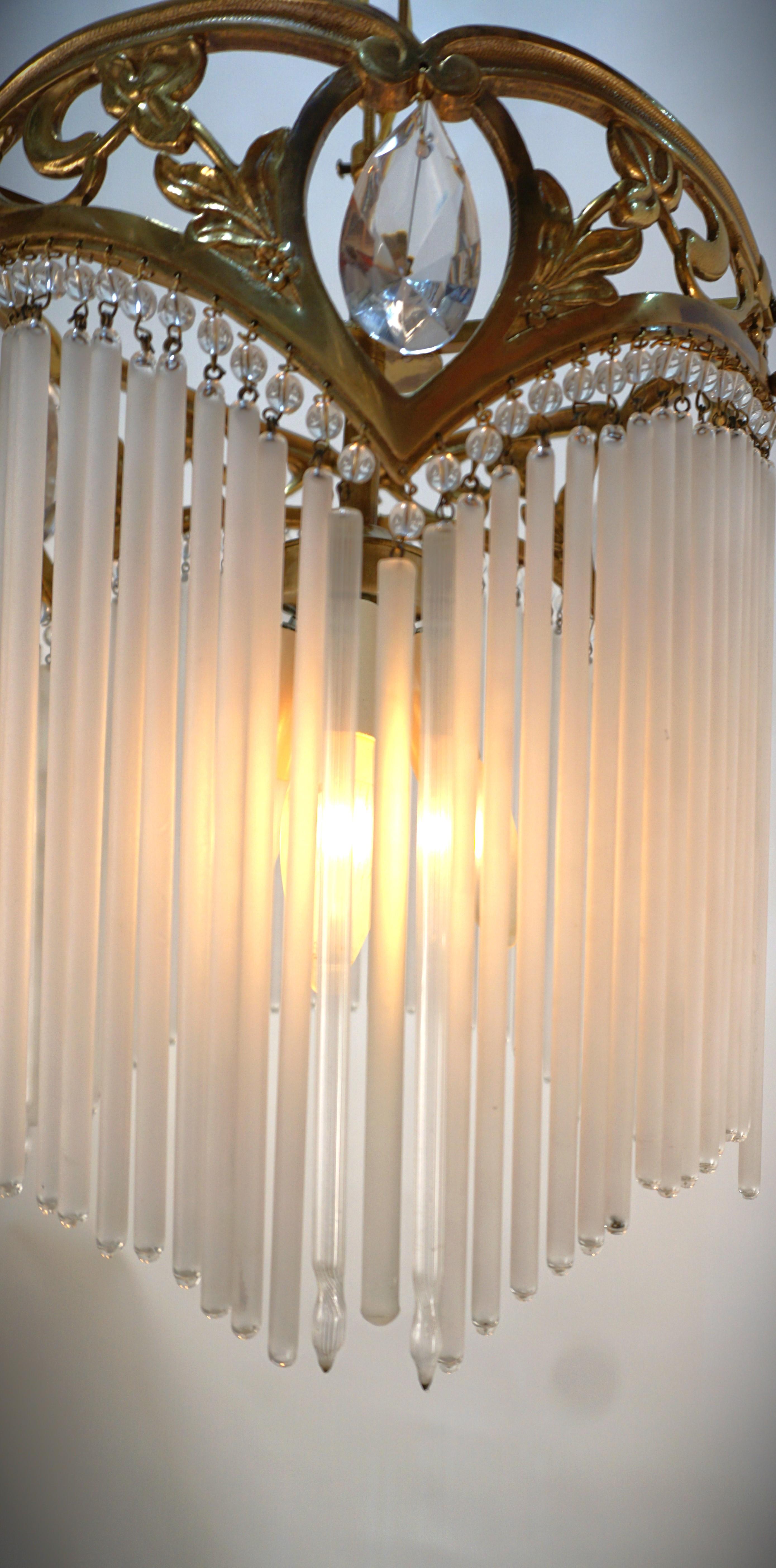 Art Nouveau Glass Rods Chandelier After Hector Guimard 2
