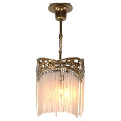 Art Nouveau Glass Rods Chandelier After Hector Guimard