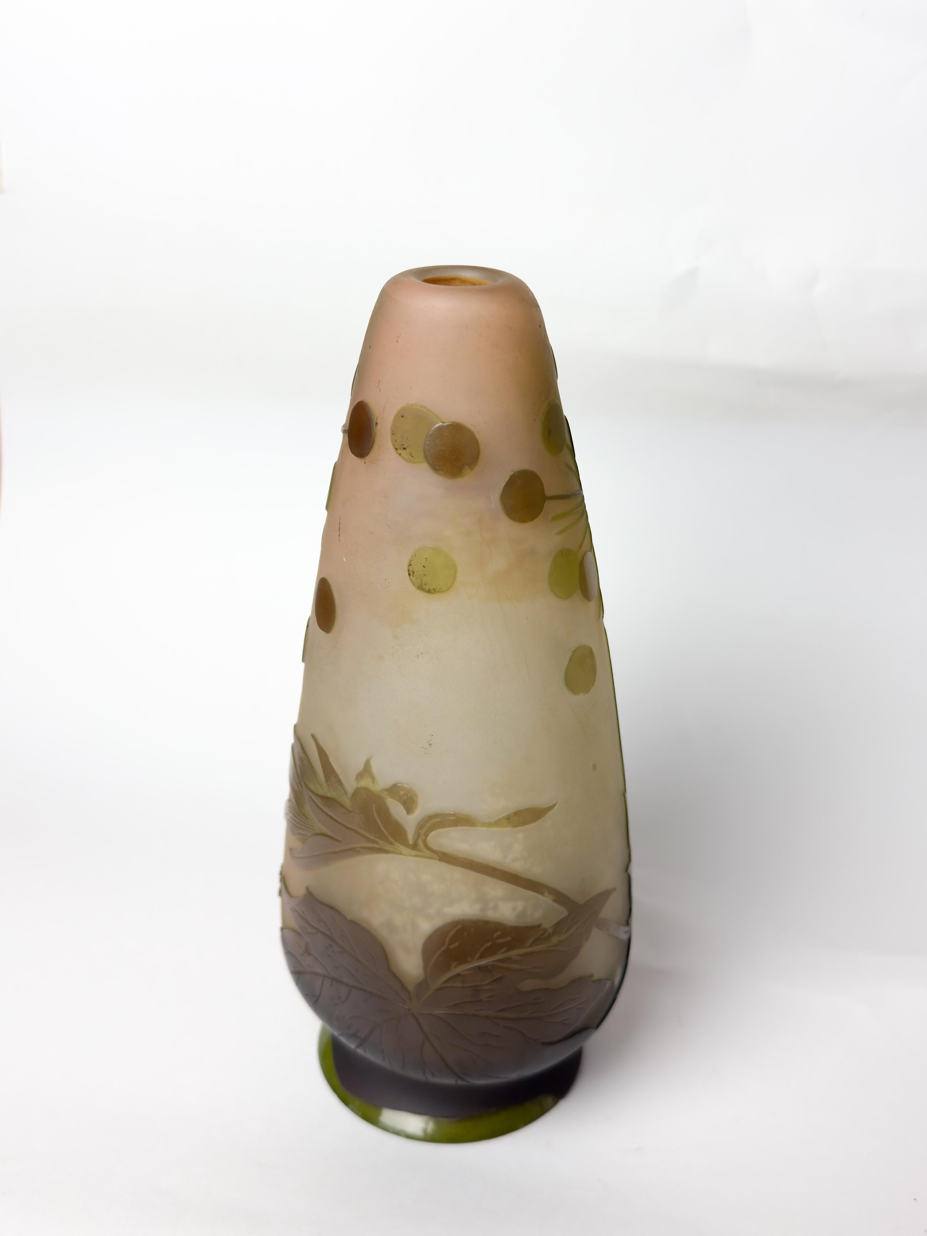 Art Nouveau Glass Vase by Gallé, France, 20th Century For Sale 6
