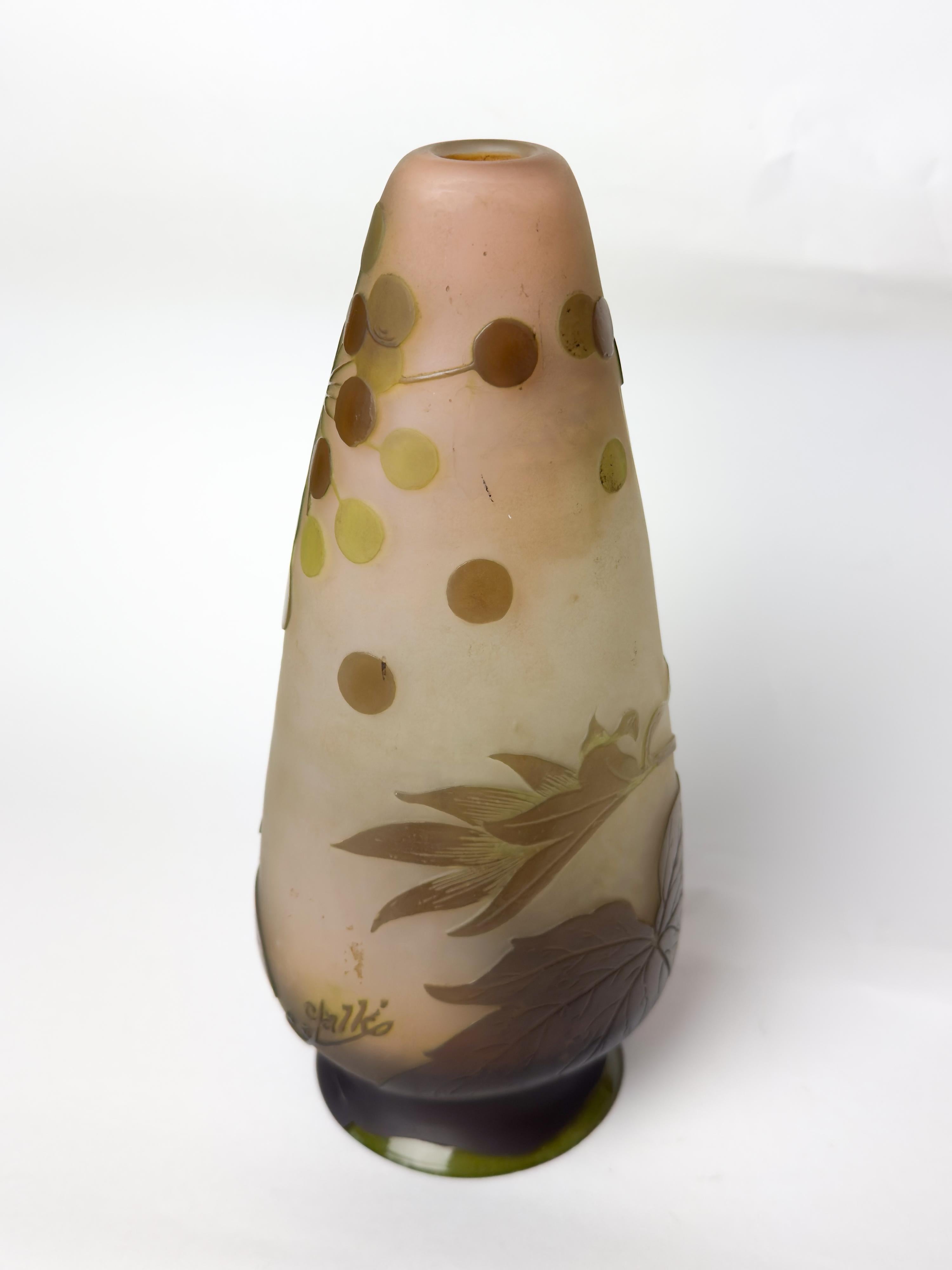 Art Nouveau Glass Vase by Gallé, France, 20th Century For Sale 7