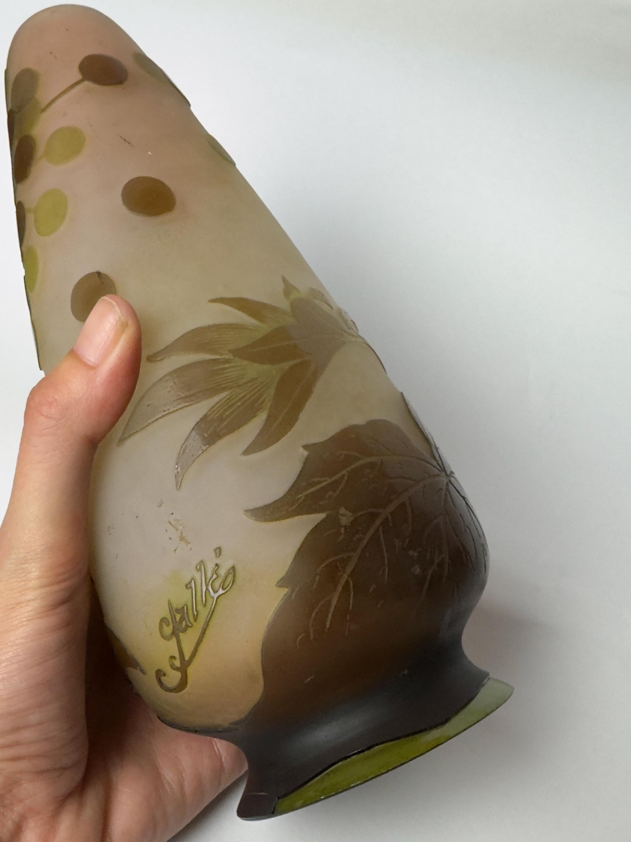 Art Nouveau Glass Vase by Gallé, France, 20th Century For Sale 8