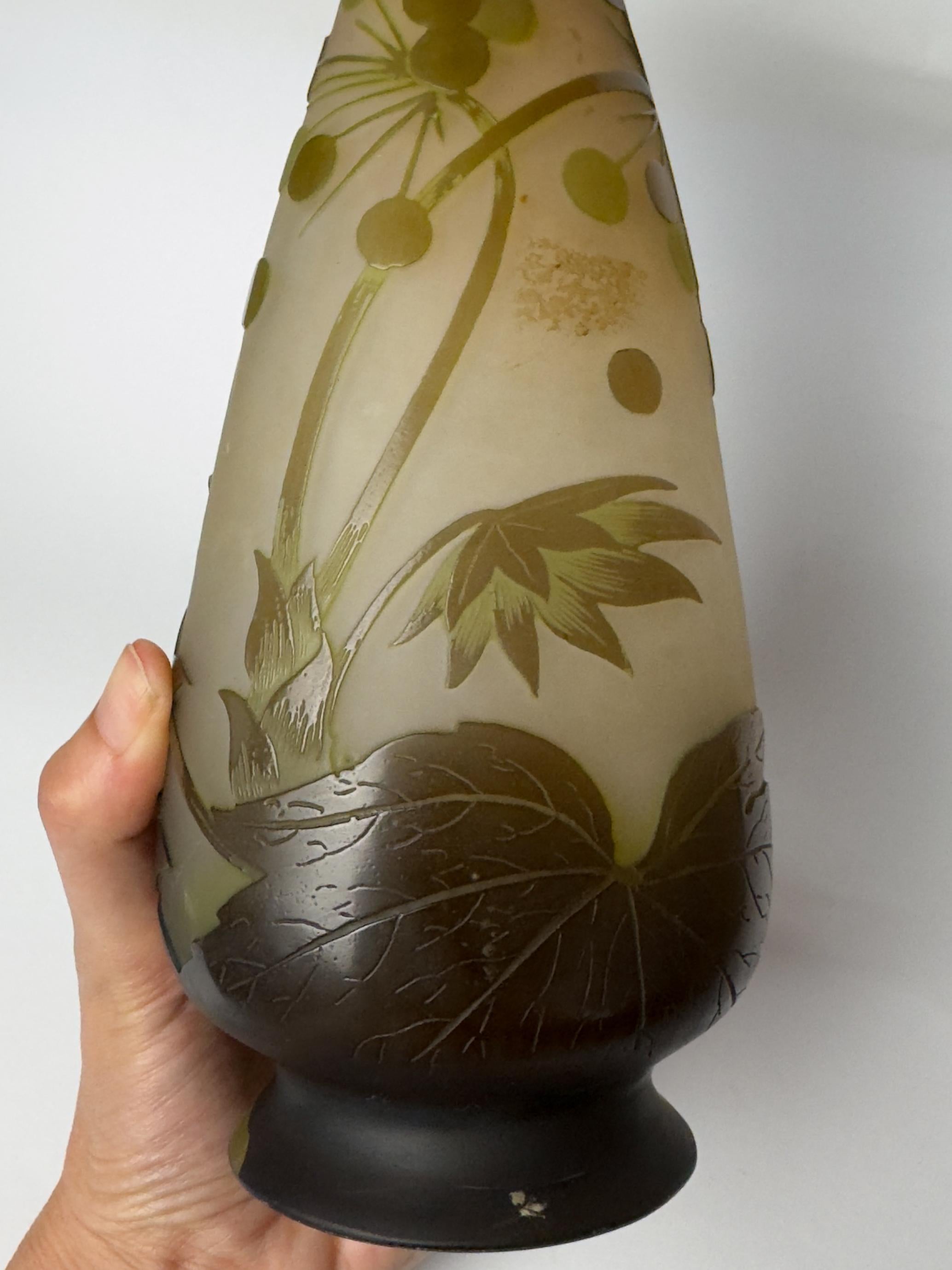 Art Nouveau Glass Vase by Gallé, France, 20th Century For Sale 11
