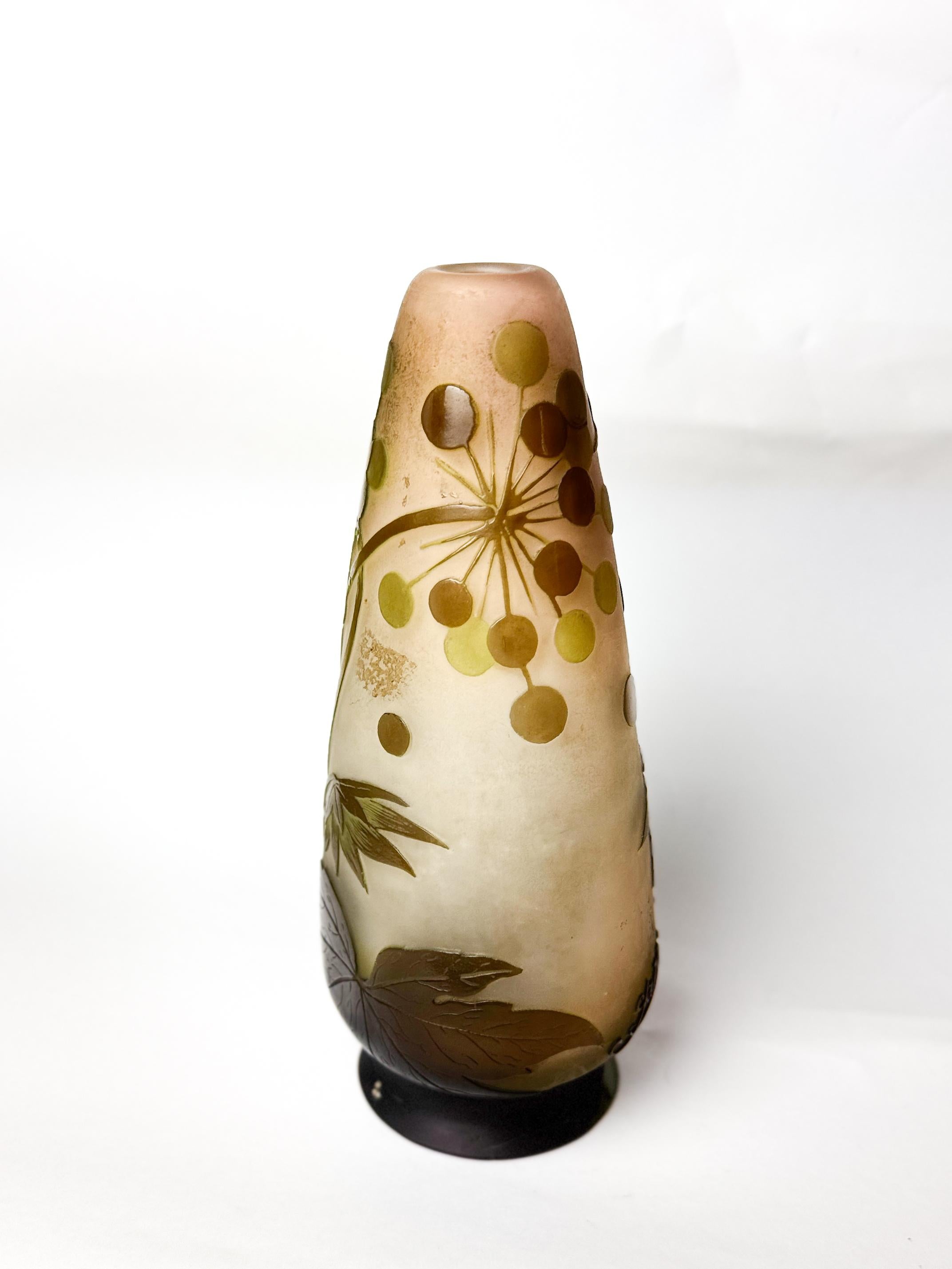 Art Nouveau Glass Vase by Gallé, France, 20th Century For Sale 1