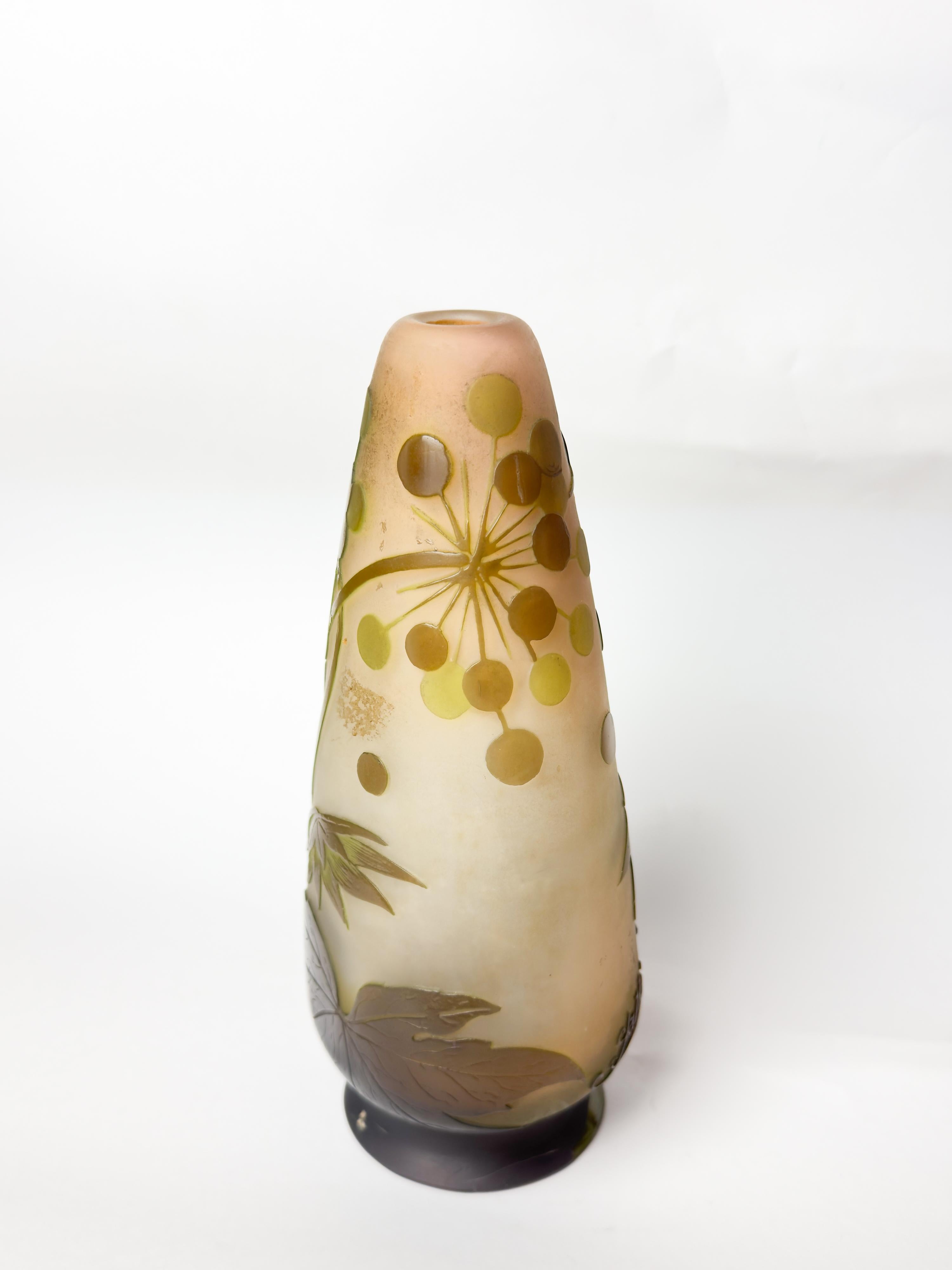 Art Nouveau Glass Vase by Gallé, France, 20th Century For Sale 3