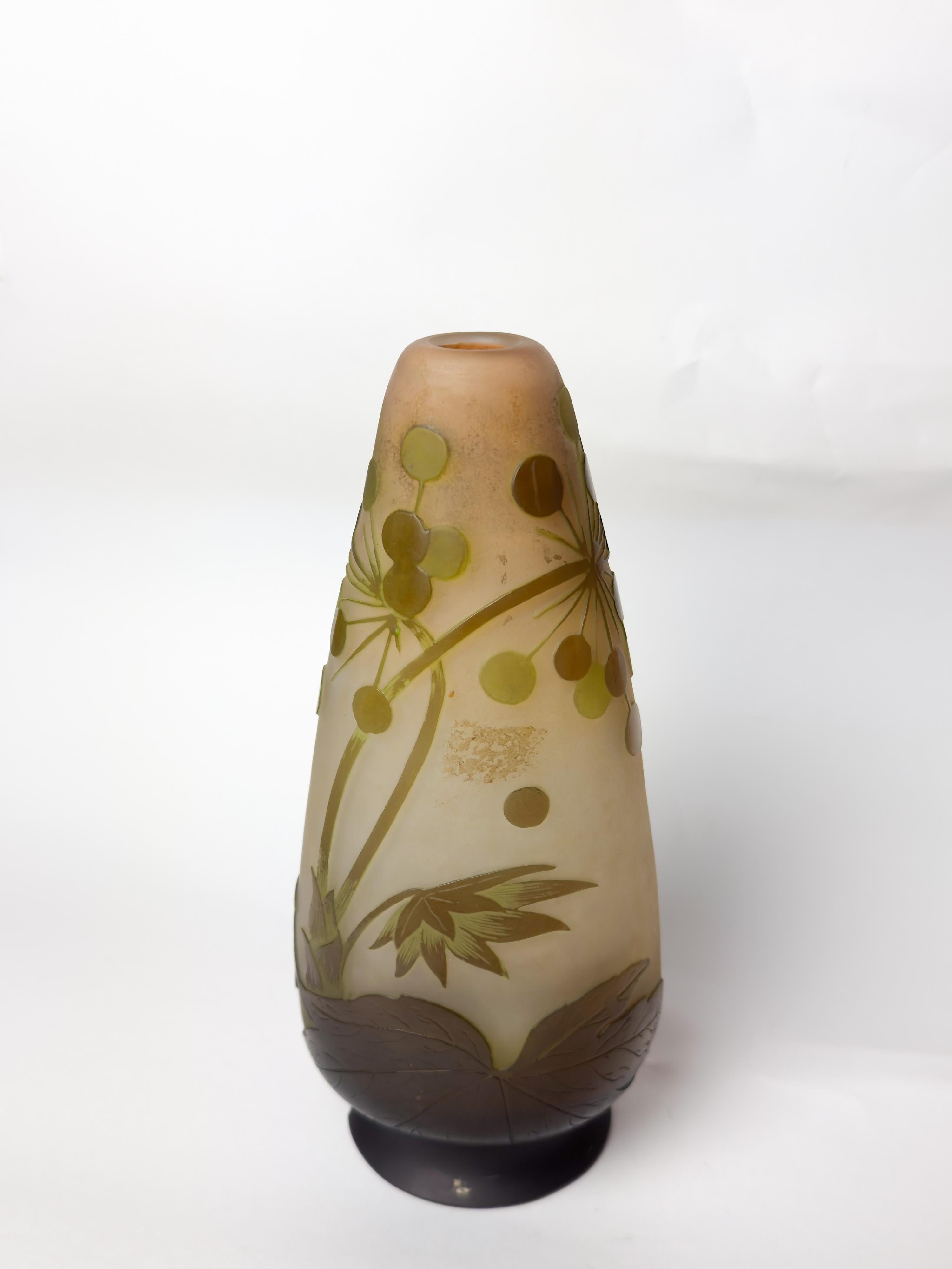 Art Nouveau Glass Vase by Gallé, France, 20th Century For Sale 4