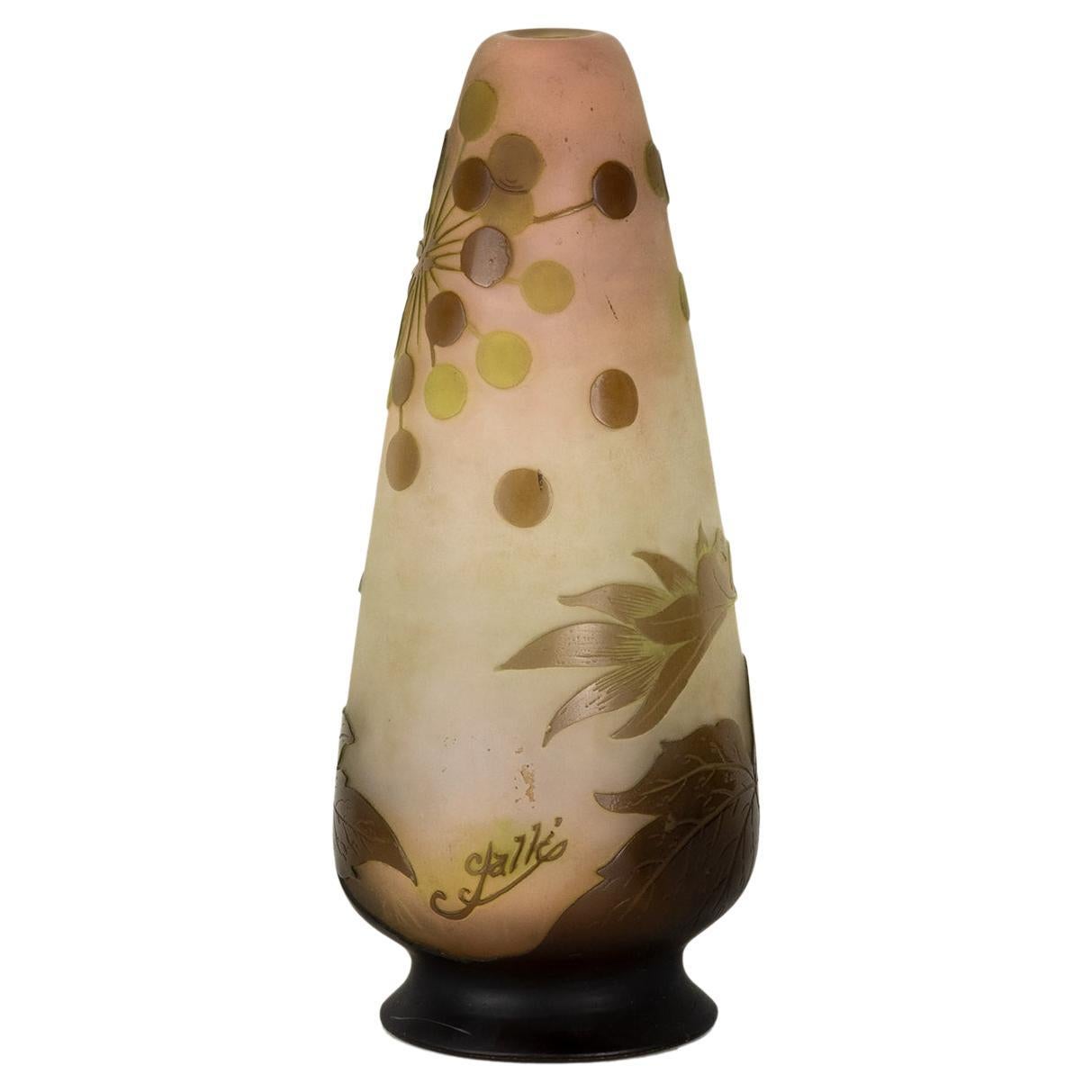Vaso in vetro Art Nouveau di Gallé, Francia, XX secolo