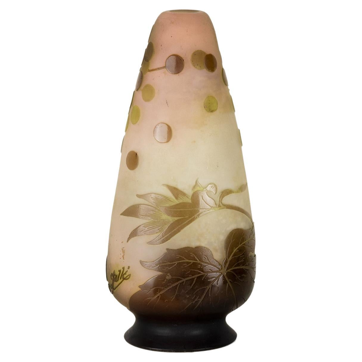 Art Nouveau Glass Vase by Gallé, France, 20th Century For Sale