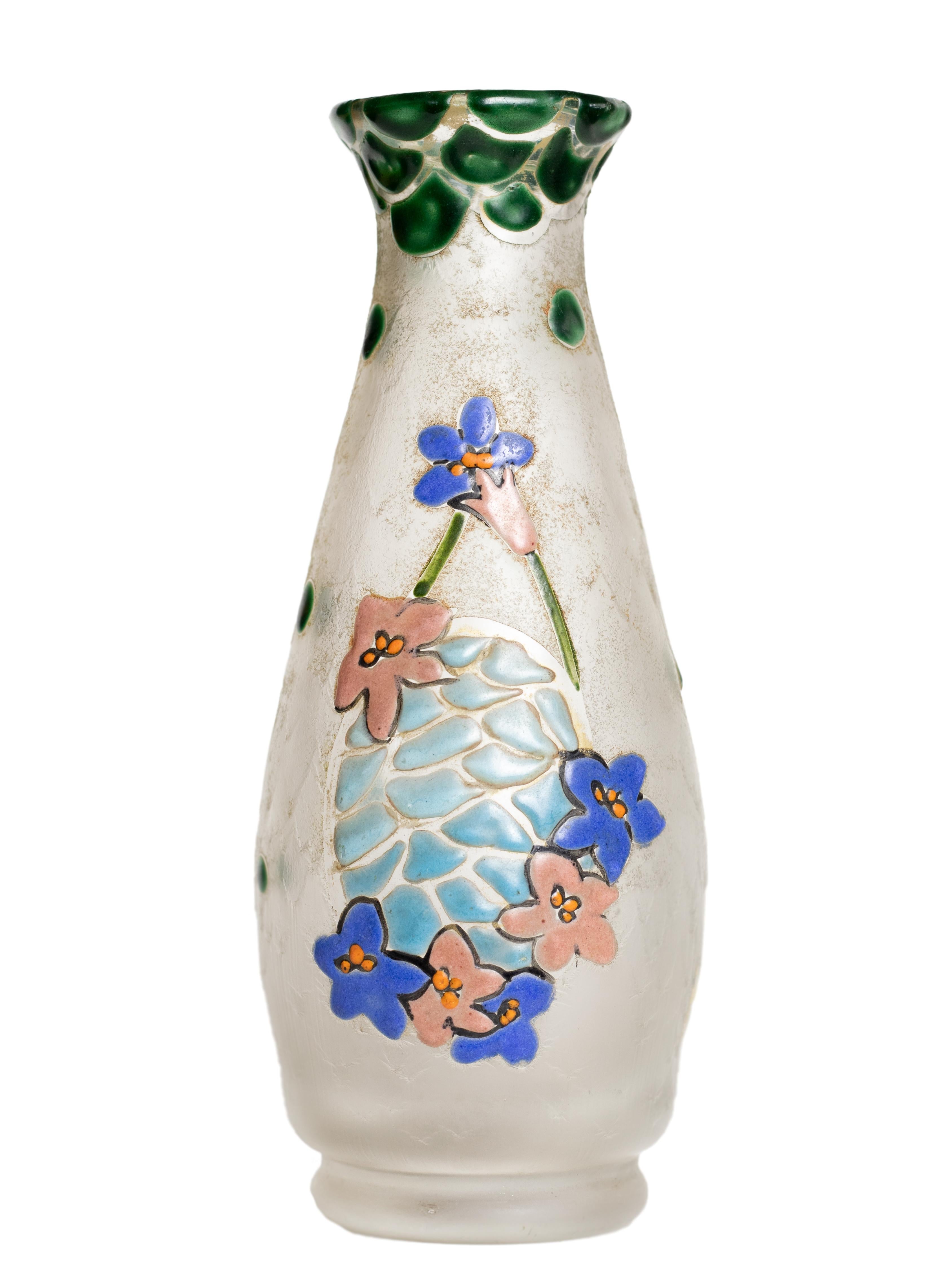 Art Nouveau Glass Vase by Legras, 20th Century In Fair Condition For Sale In Lisbon, PT