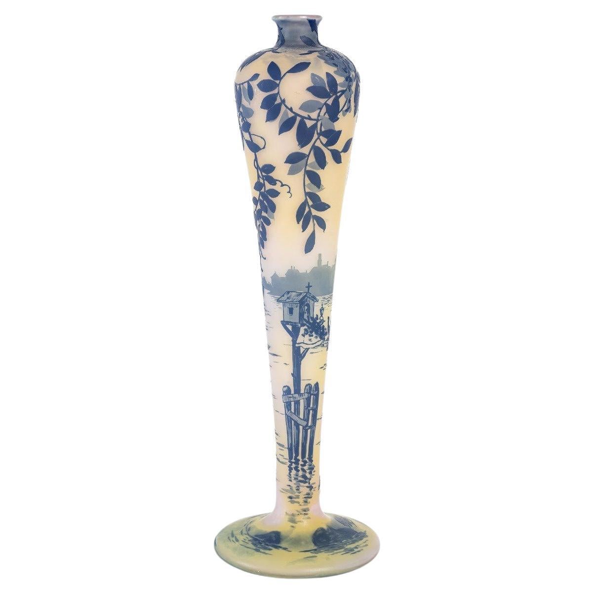 Art Nouveau Glass Vase by the Artist De Vez. For Sale
