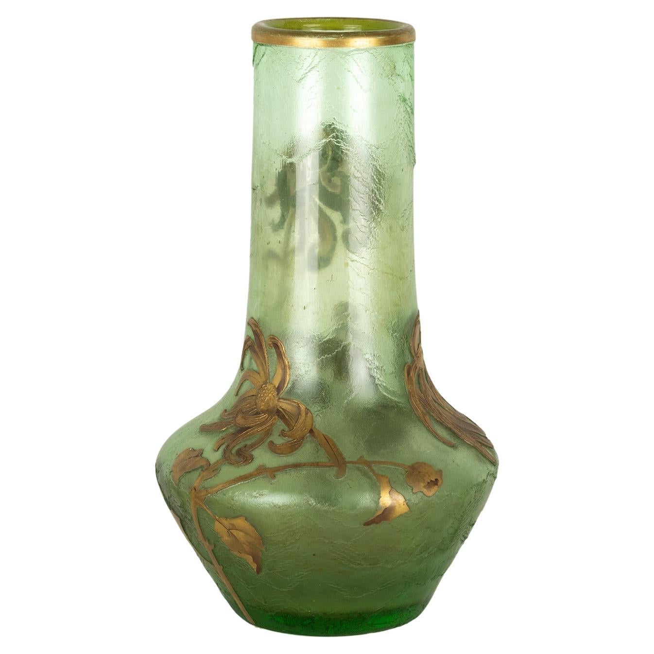 Art Nouveau Glass Vase, Mont Joye, France, 1880-1900