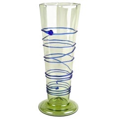 Art Nouveau Glass Vase with Blue Glass Thread, Austria, circa 1900