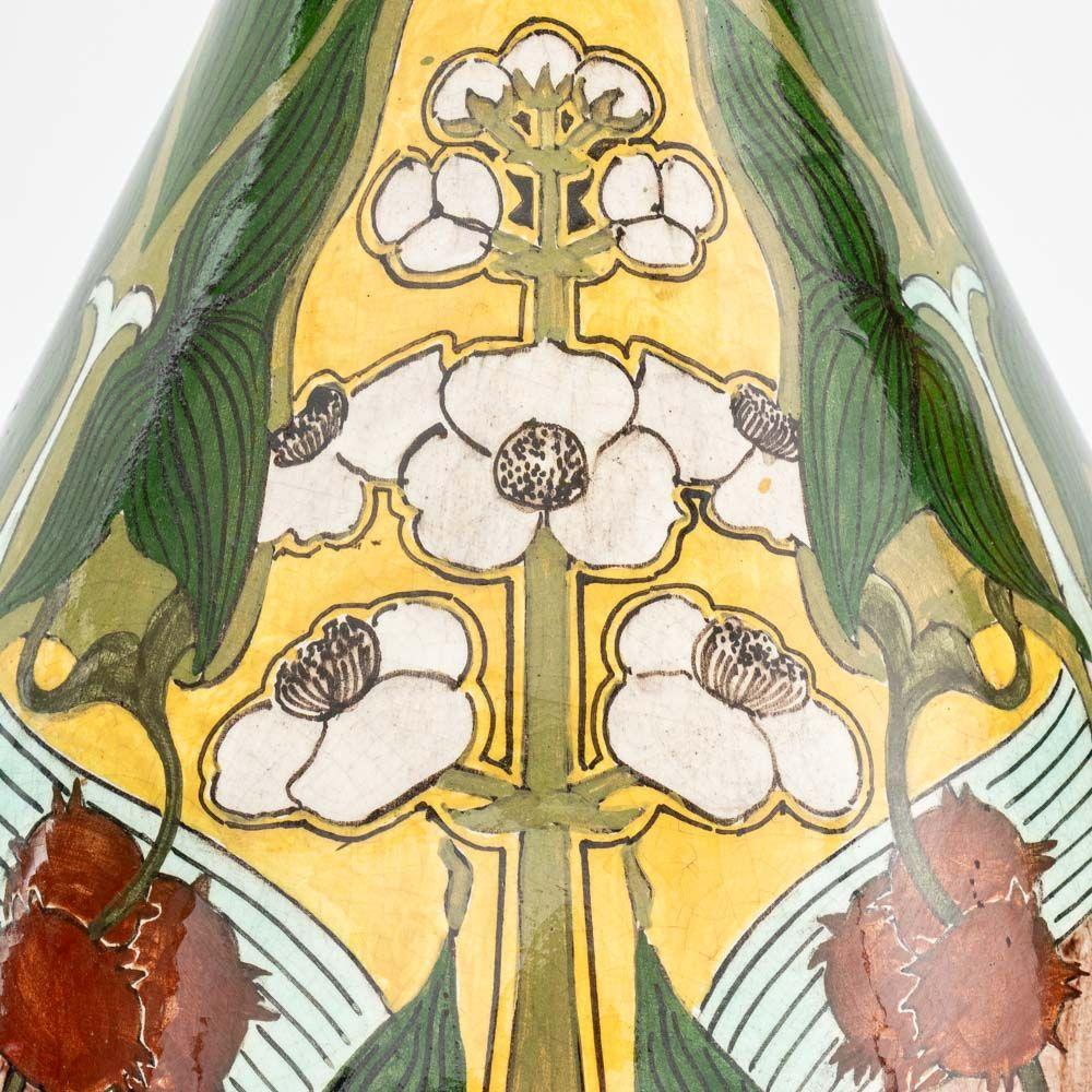 Jarrones de cerámica esmaltada Art Nouveau como lámparas Glaseado en venta