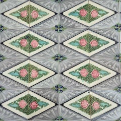 Art Nouveau Glazed Relief Tiles by Gilliot, circa 1920