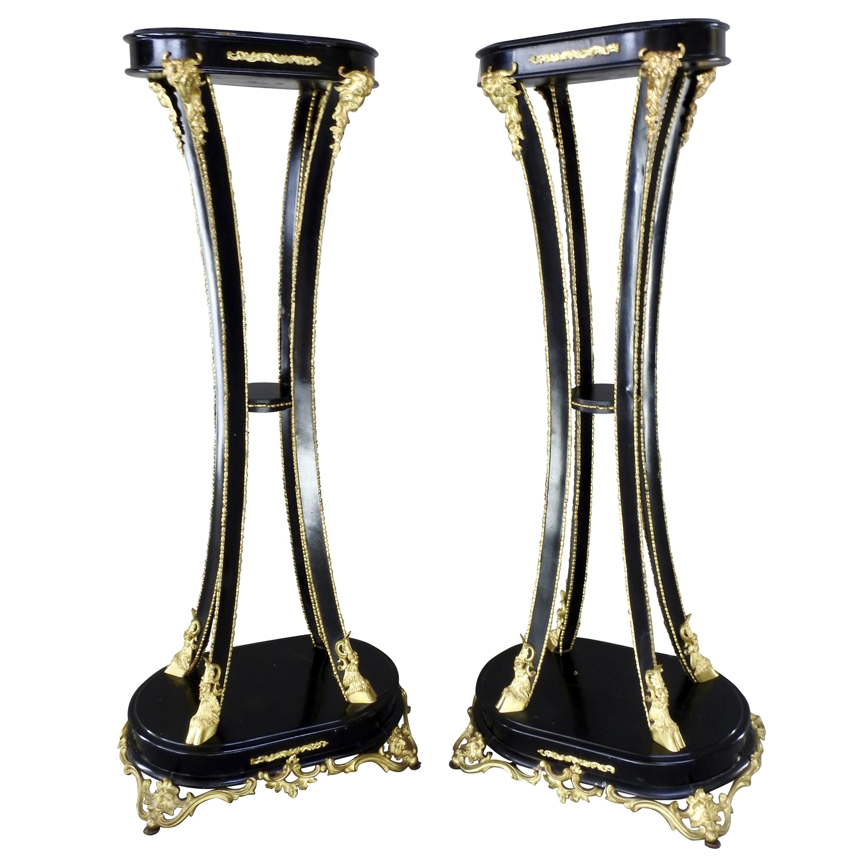 Art Nouveau Goat Feet Pedestals/Fern Stands For Sale