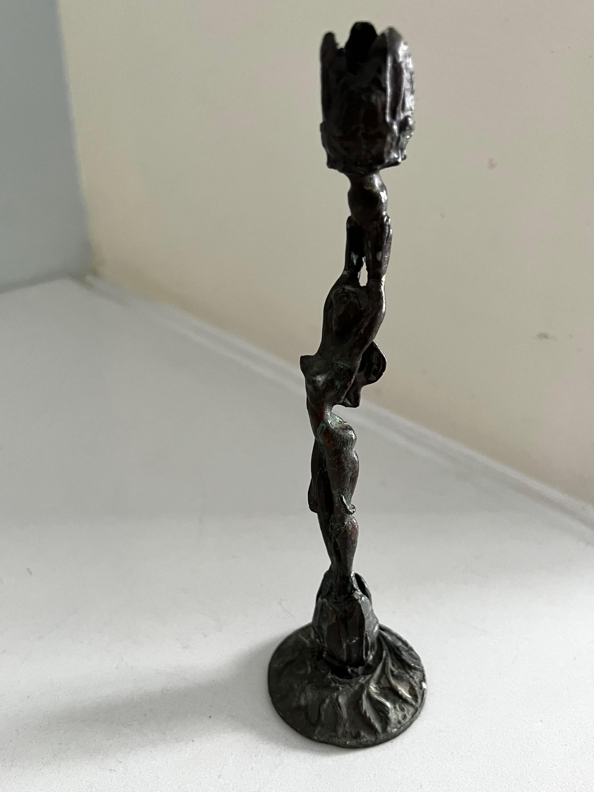 Art Nouveau Goddess Figurine Candlestick Holder For Sale 6