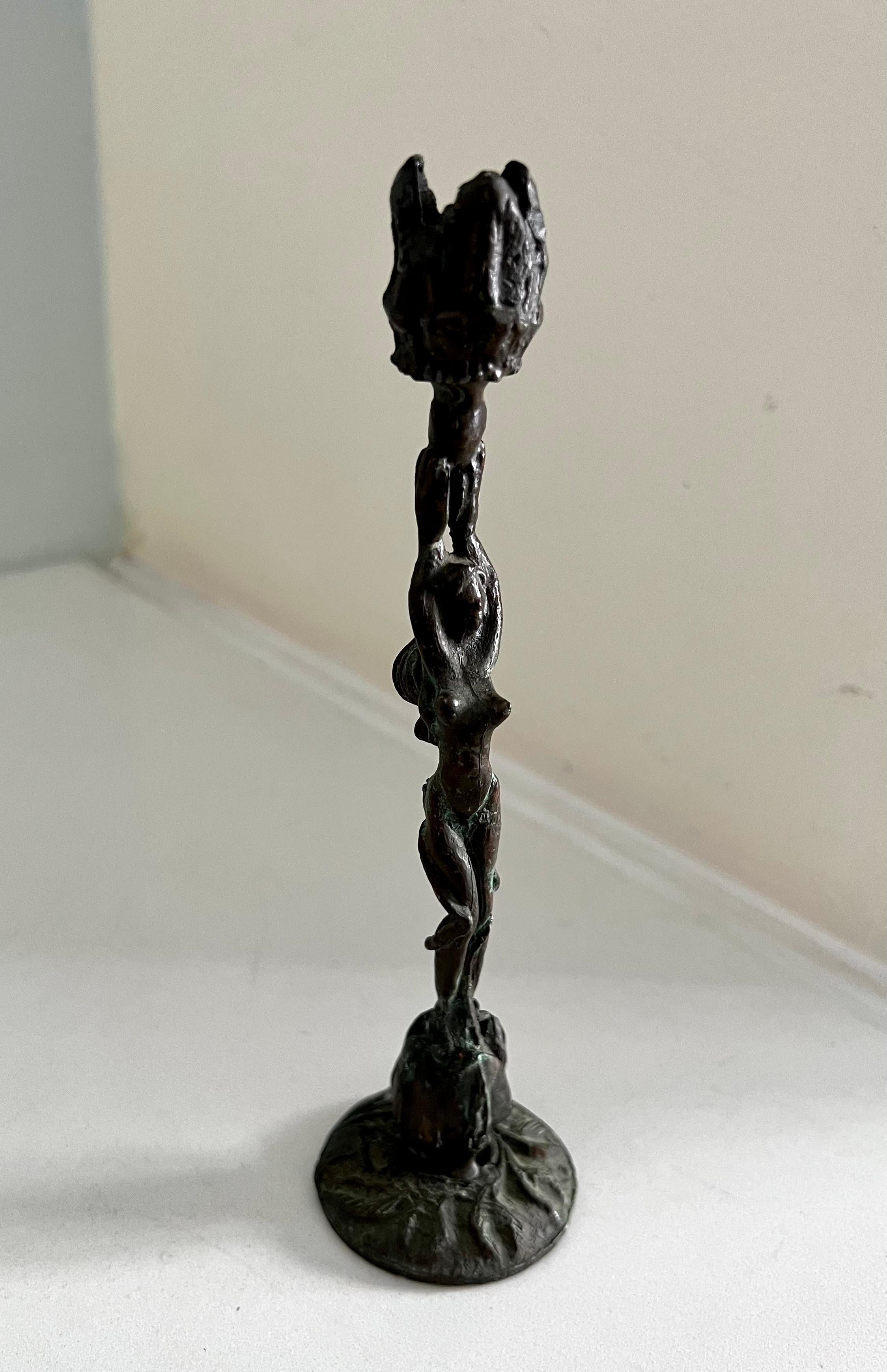 Art Nouveau Goddess Figurine Candlestick Holder For Sale 2