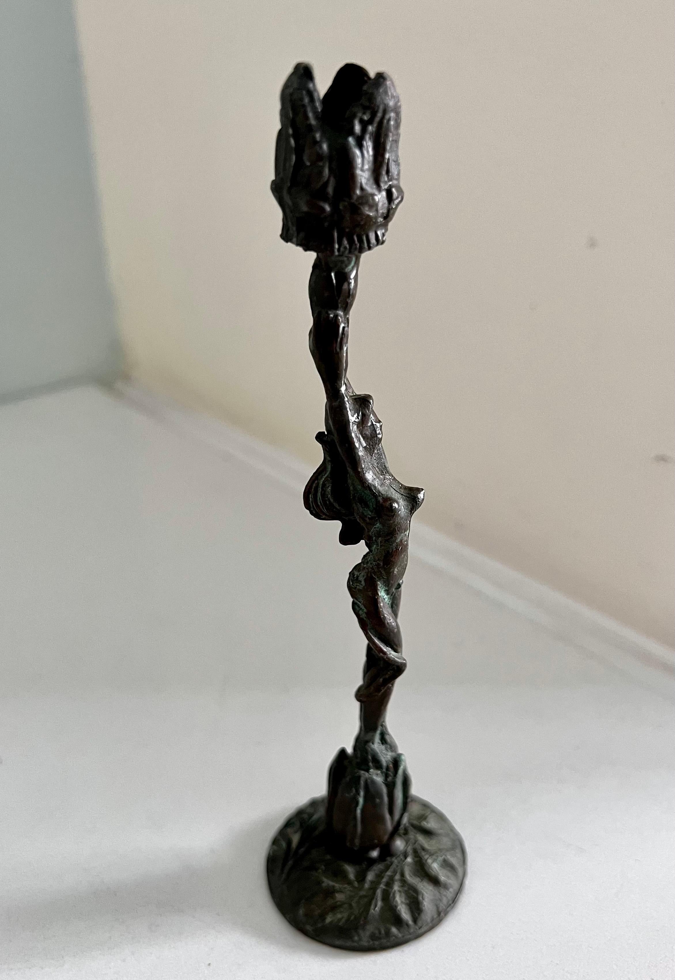 Art Nouveau Goddess Figurine Candlestick Holder For Sale 3