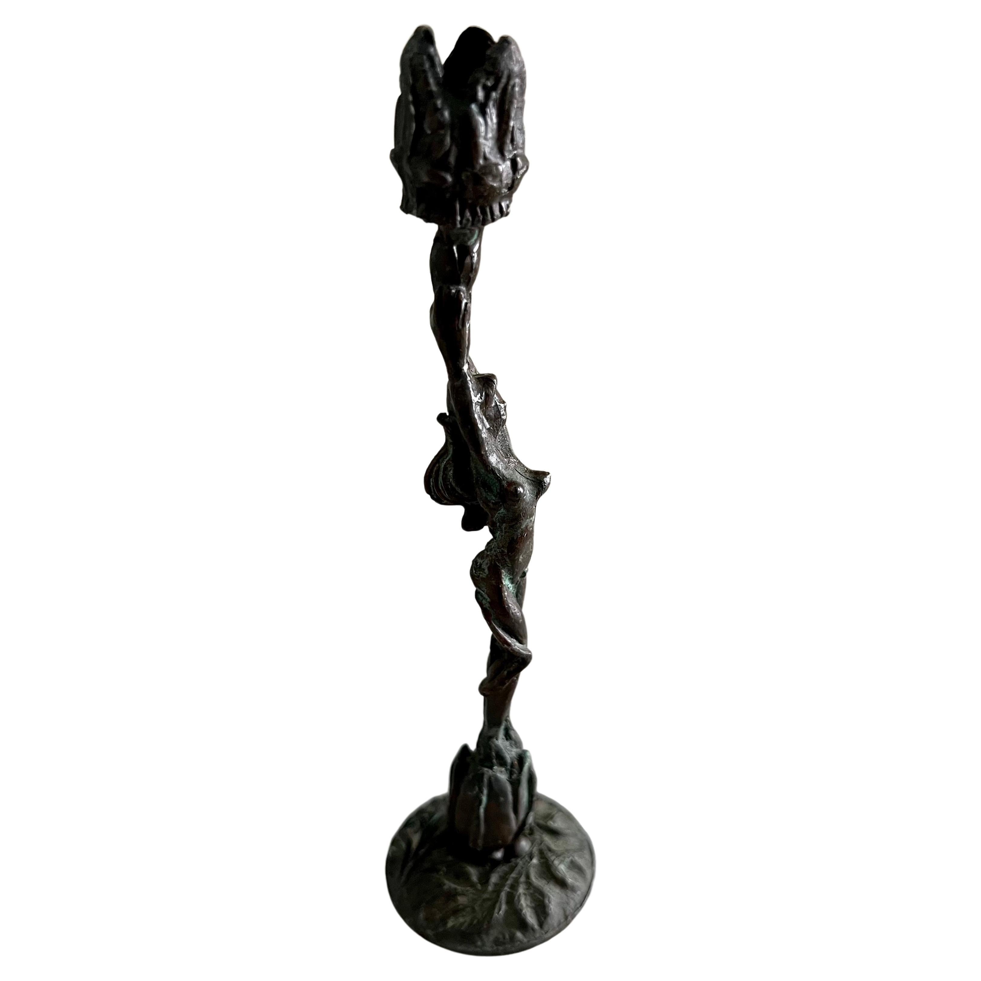Art Nouveau Goddess Figurine Candlestick Holder