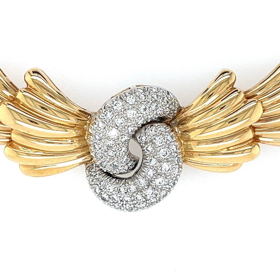 Women's Art Nouveau Gold 1.05 Carat Natural Round Brilliant Diamond Necklace Circa 1960 For Sale