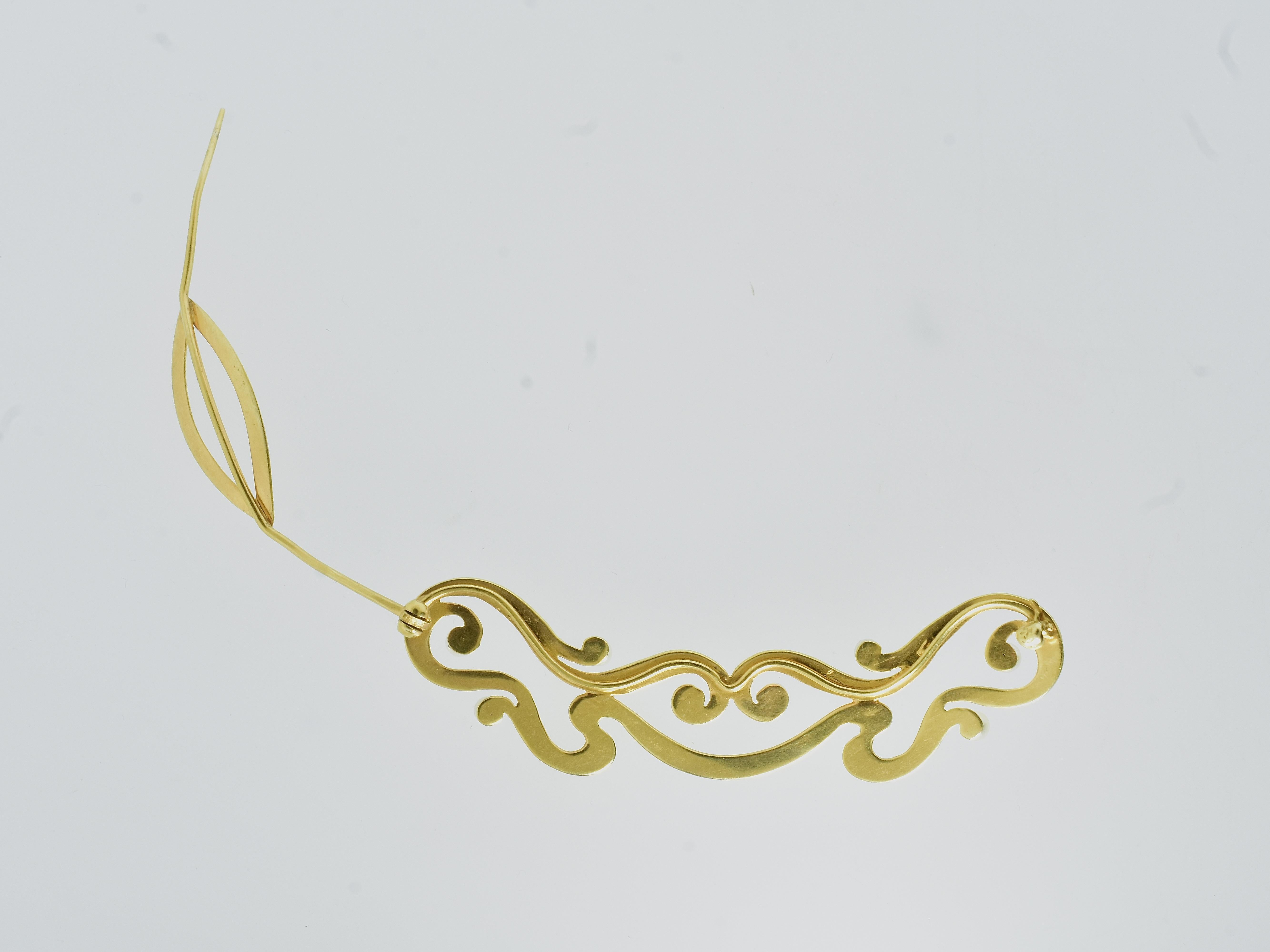 Art Nouveau Gold and 8 Natural Oriental Pearl Antique Hair Barrette, c. 1900 For Sale 1