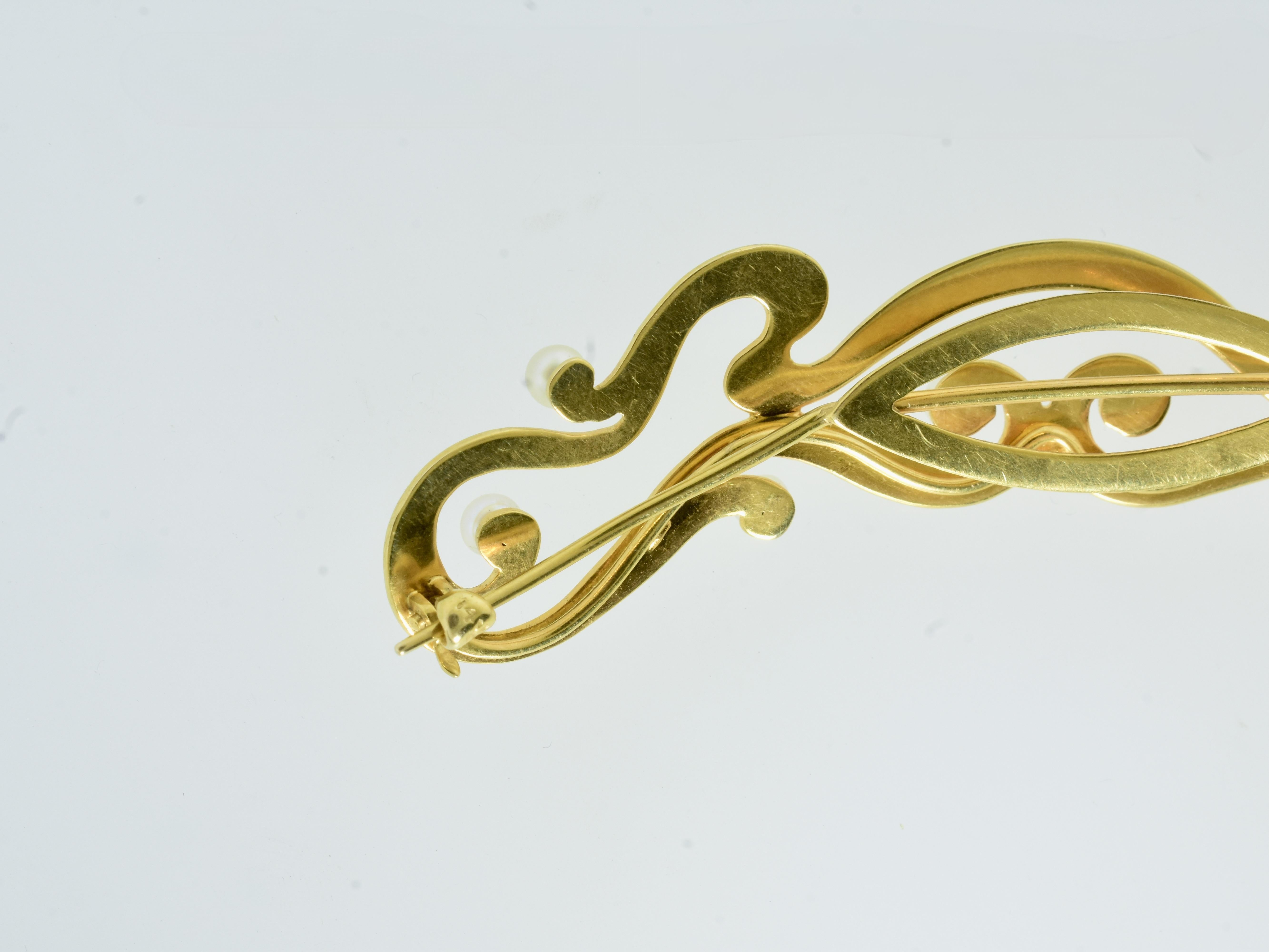 Art Nouveau Gold and 8 Natural Oriental Pearl Antique Hair Barrette, c. 1900 For Sale 2