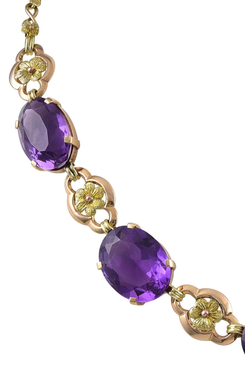 Women's Art Nouveau Gold and Amethyst Necklace