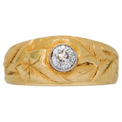 Art Nouveau Gold and Diamond Ivy Band Ring