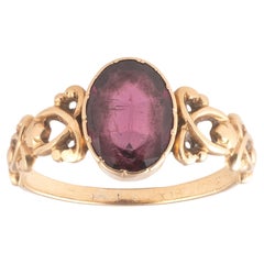 Antique Art Nouveau Gold And Garnet Unisex Ring