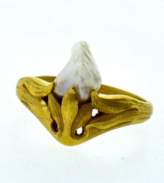 Art Nouveau Gold and Natural Freshwater Pearl Ring, circa 1900