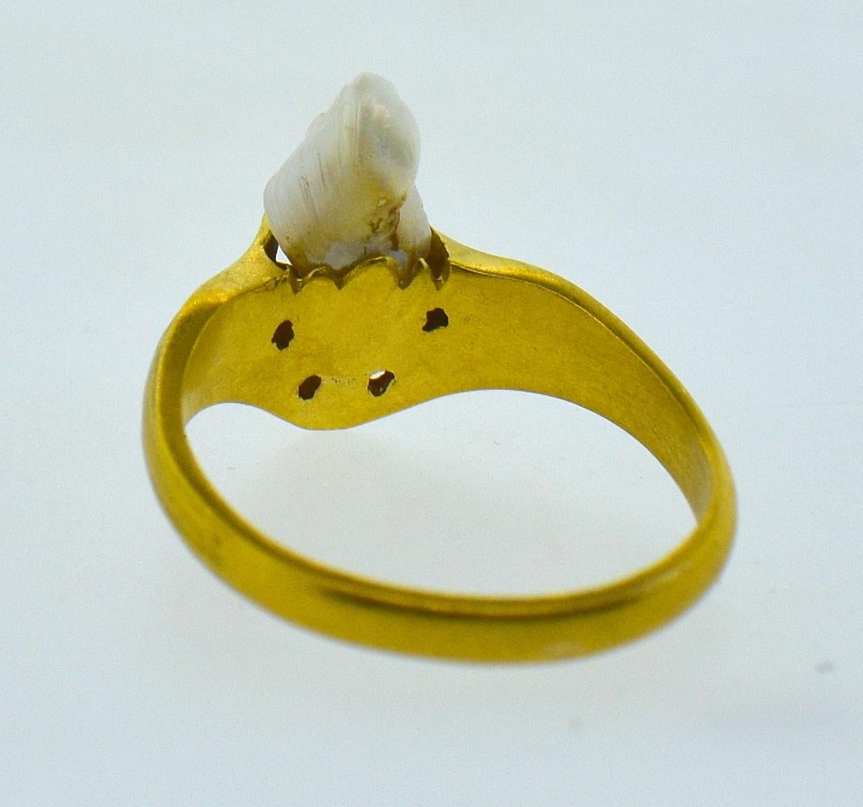 Art Nouveau Gold and Natural Freshwater Pearl Ring, circa 1900 In Excellent Condition In Aspen, CO