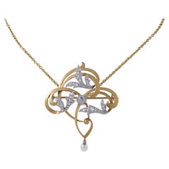 Art Nouveau Gold and Platinum Pendant Attributed to Maurice Dufrène