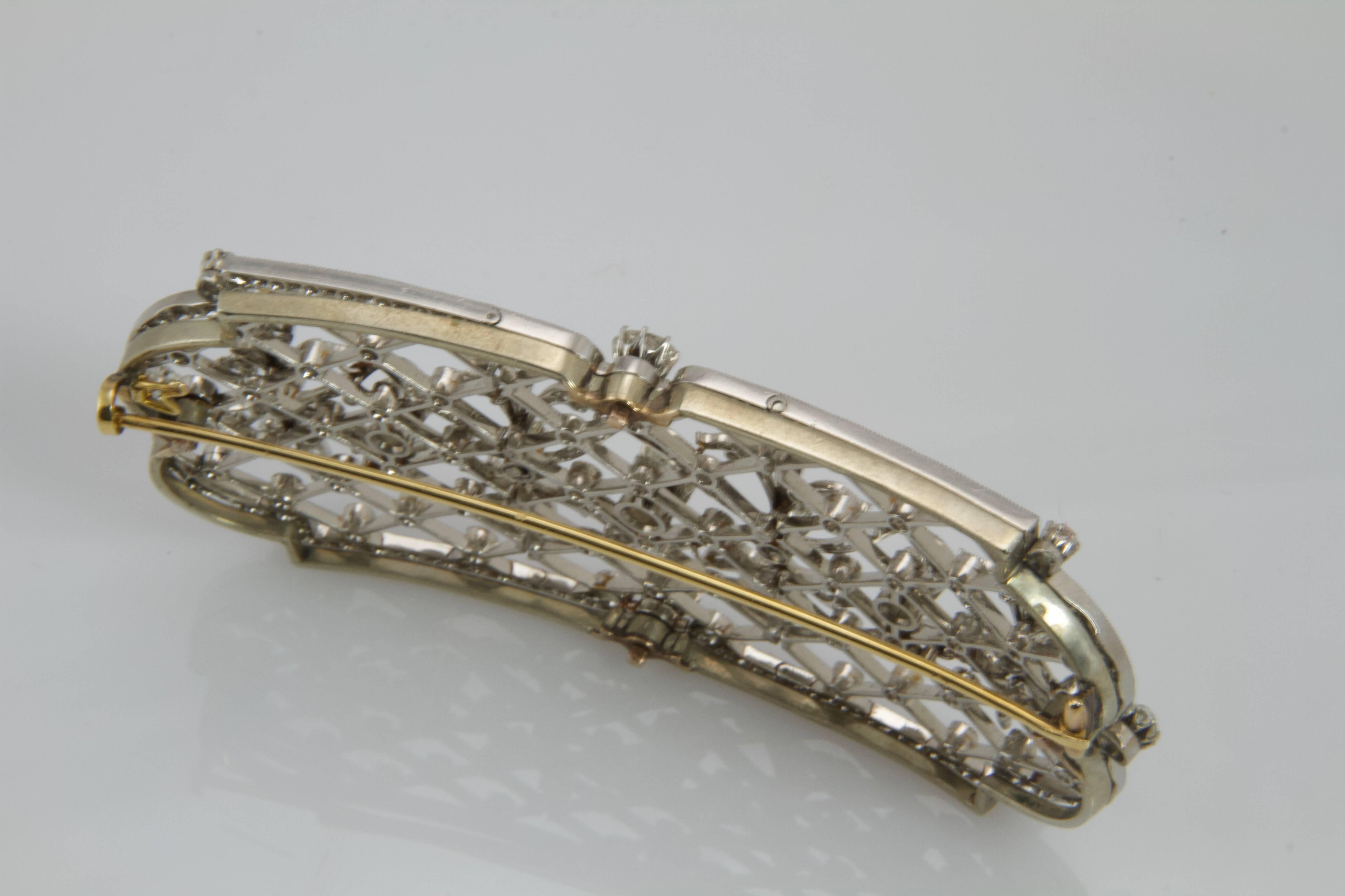 Art Nouveau Gold and Platinum Stomacher Brooch, circa 1900 For Sale 3