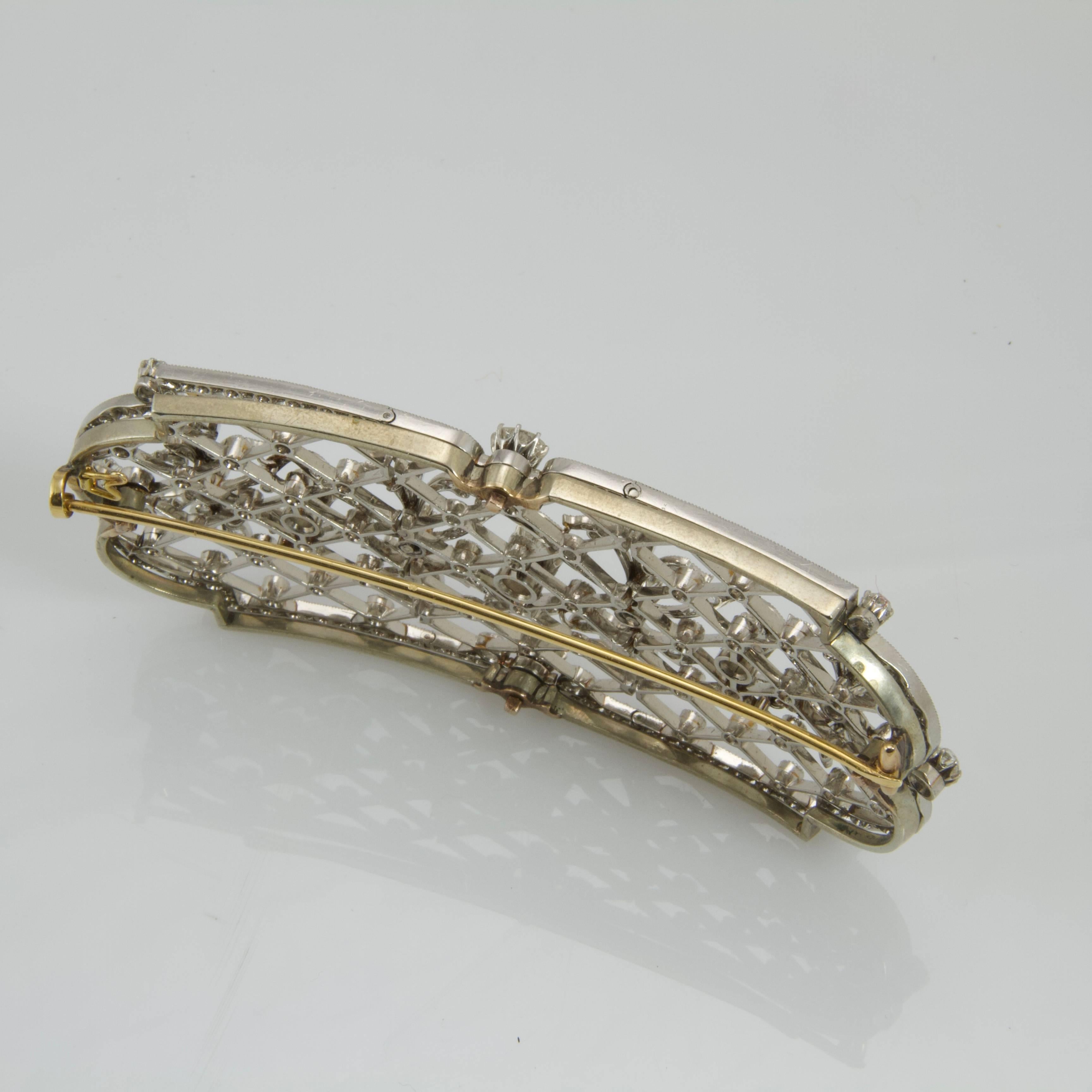 Art Nouveau Gold and Platinum Stomacher Brooch, circa 1900 For Sale 6