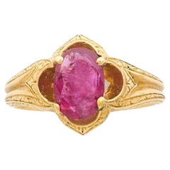 Antique Art Nouveau Gold And Ruby Unisex Ring