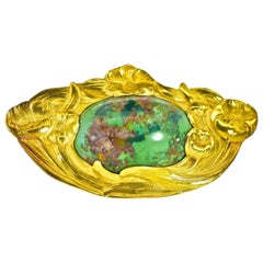 Art Nouveau Gold and Turquoise Brooch, circa 1900