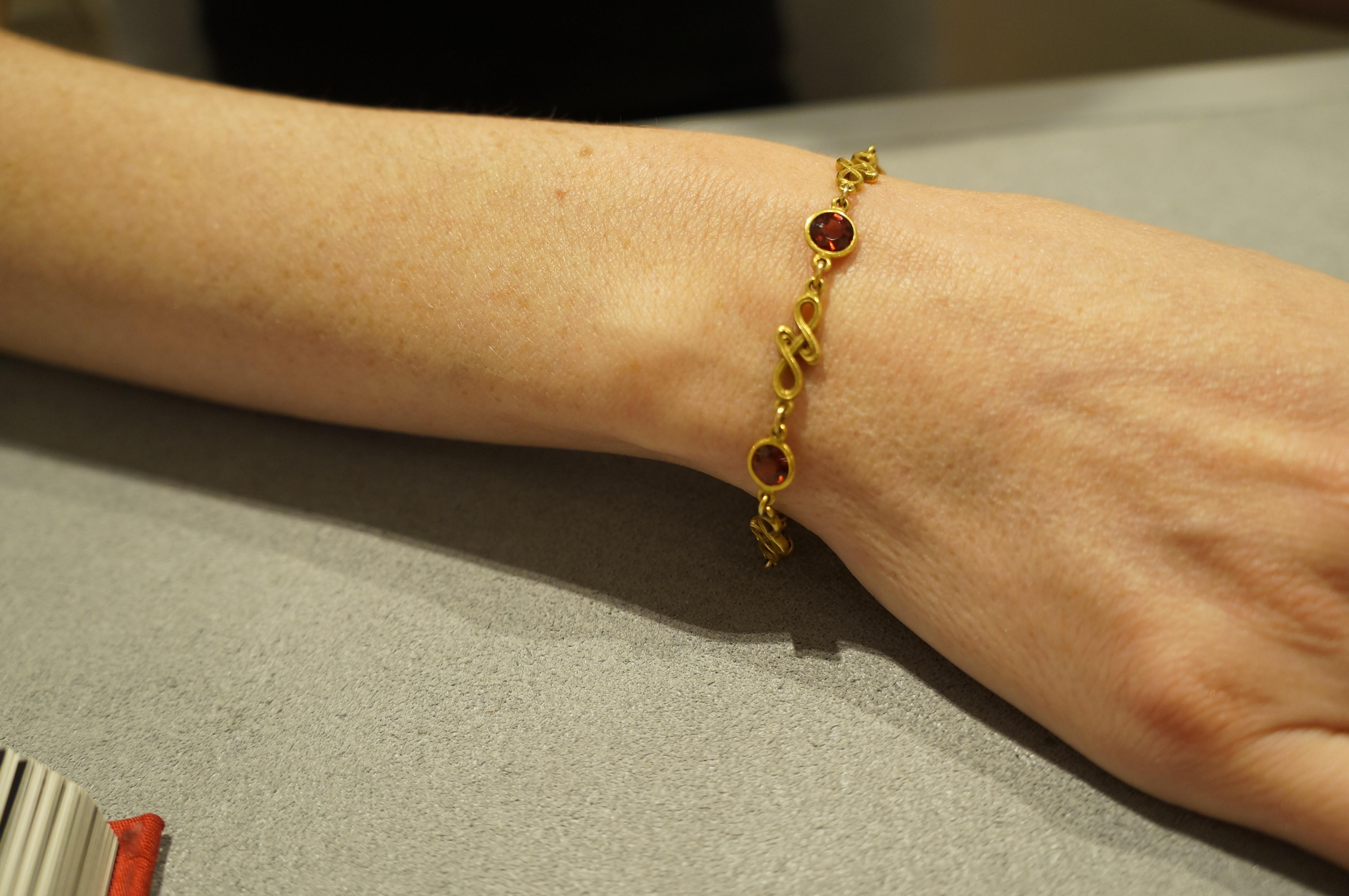 Women's Art Nouveau Gold Bracelet with Citrines