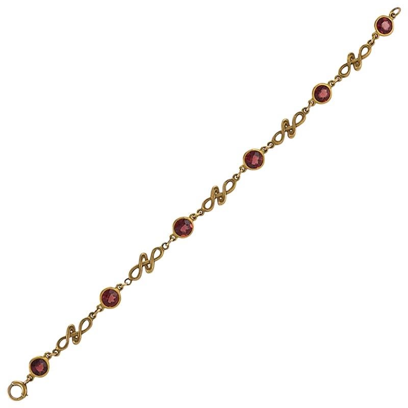 Art Nouveau Gold Bracelet with Citrines