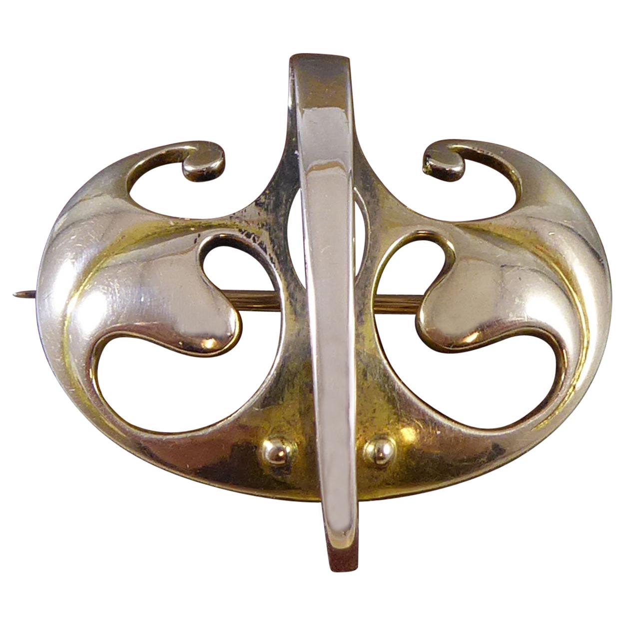 Art Nouveau Gold Brooch by Murrle Bennett & Co, in Rose Gold