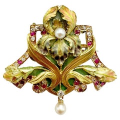 Eccezionale spilla/pendente Art Nouveau, CIRCA 1900, con custodia Boucheron