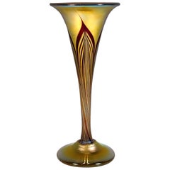 Antique Art Nouveau Gold Favrile Glass Vase, L.C. Tiffany, New York, Around 1896