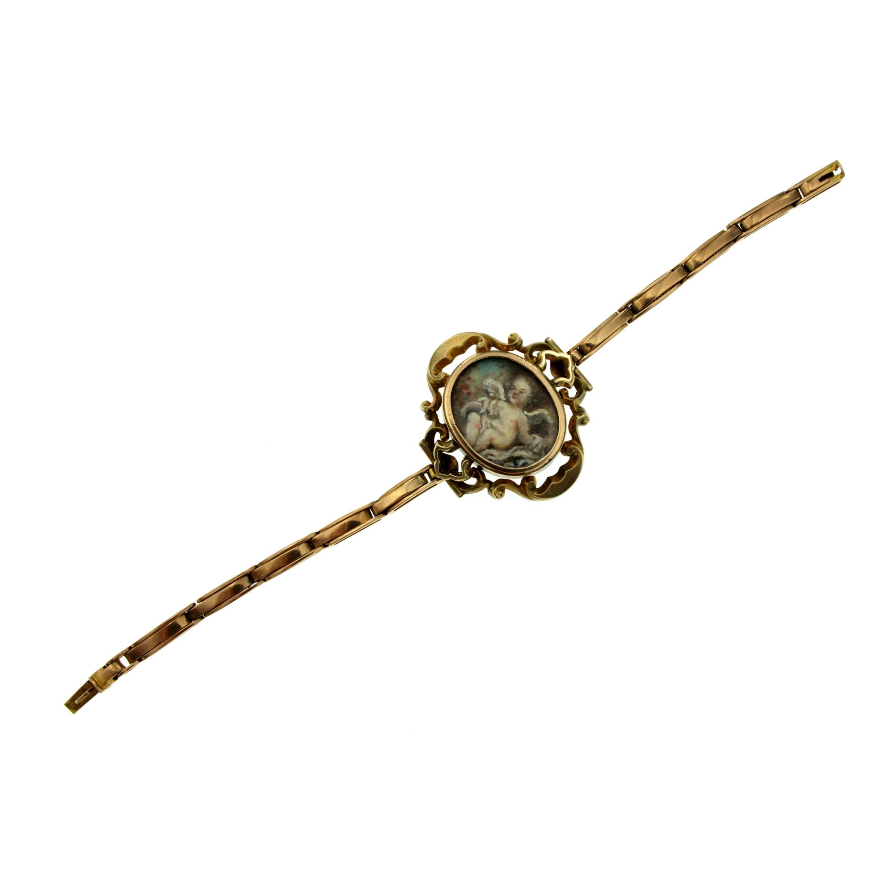 Art Nouveau Gold Frame Bracelet