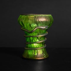 Art Nouveau Gold & Green Glass Snake Vase by Johann Loetz Witwe