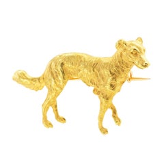 Art Nouveau Gold Irish Setter Dog Brooch