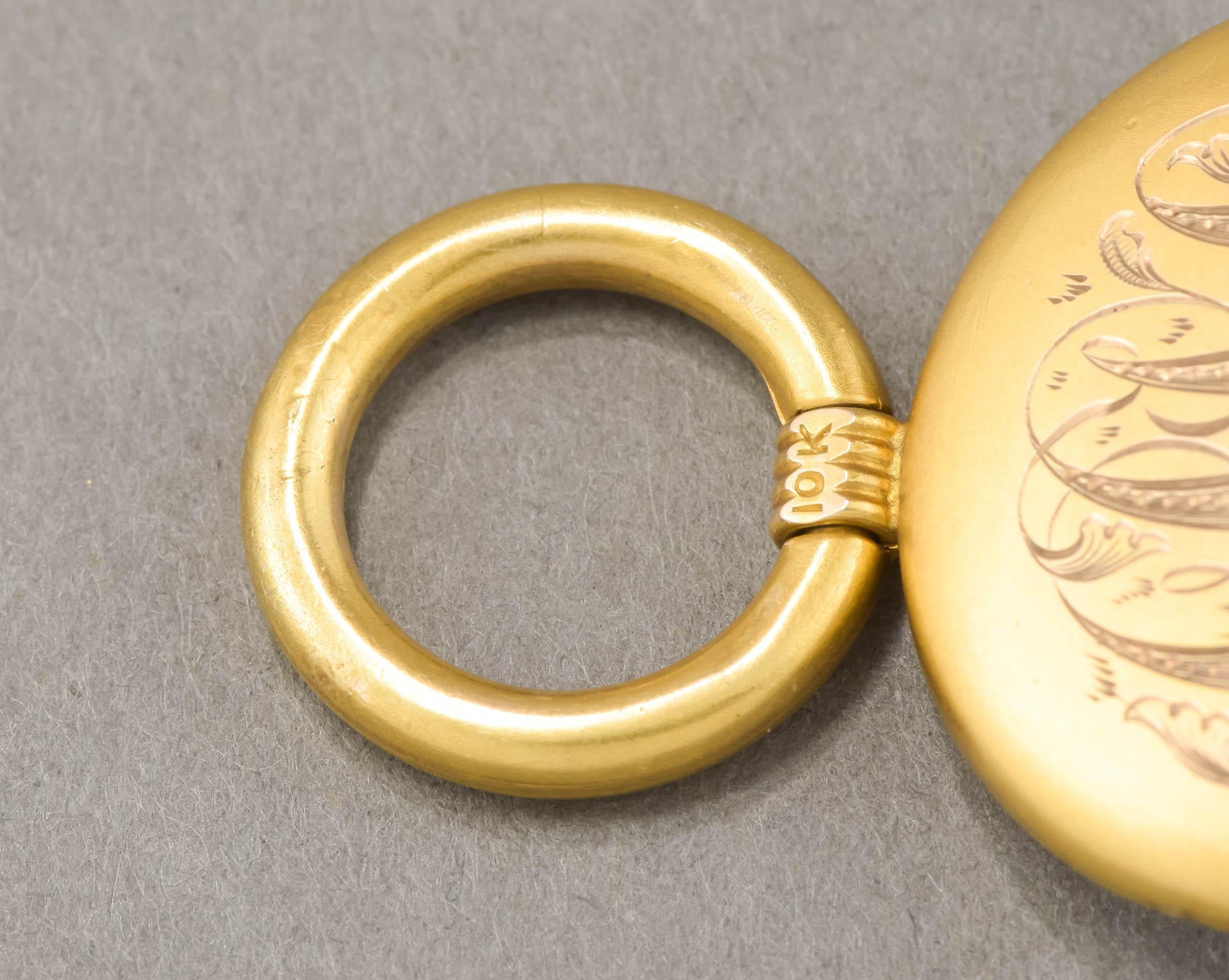 Women's or Men's Art Nouveau Gold Lion Fob Pendant with Garnets